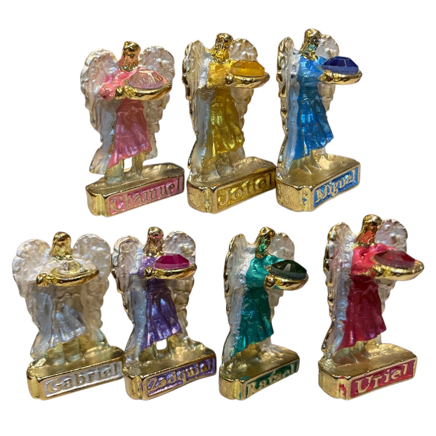 Set of 7 Archangels, Miniature Figures, Brass Plated 39mm