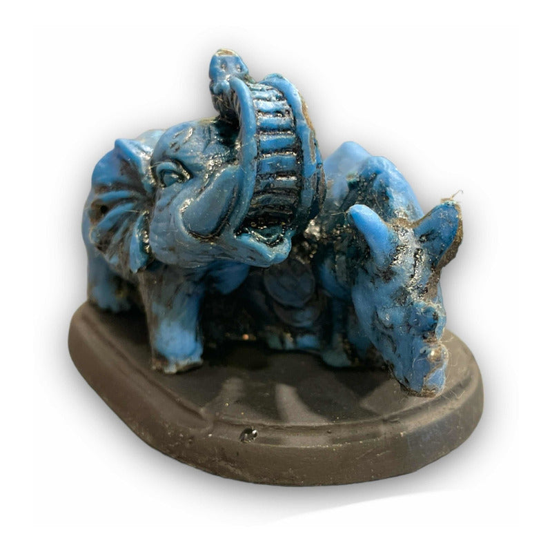 Elephant and Rhinoceros Blue National Resin 6 Cm