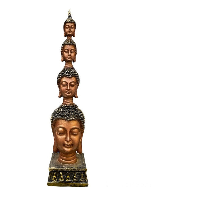Buddha Pedestal Heads Resin Figure 26 Cm High