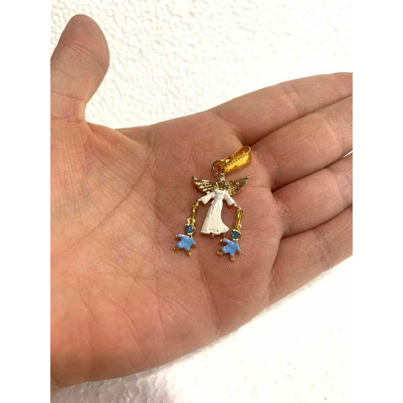 Guardian Angel Pendant Gold Plated Pendant with Crystal 3cm