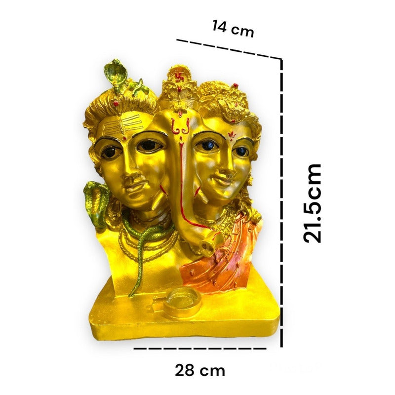 Ganesh Shiva Parvati Familia Sagrada Figura De Resina 21.5cm