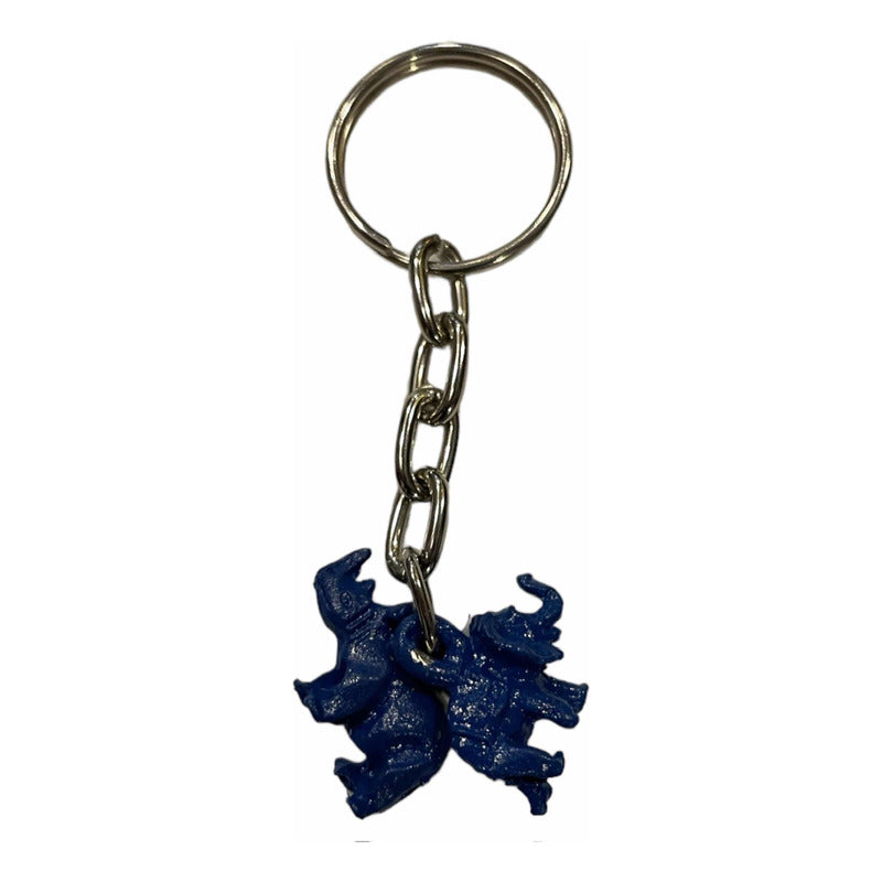 Elephant Keychain with Blue Rhinoceros
