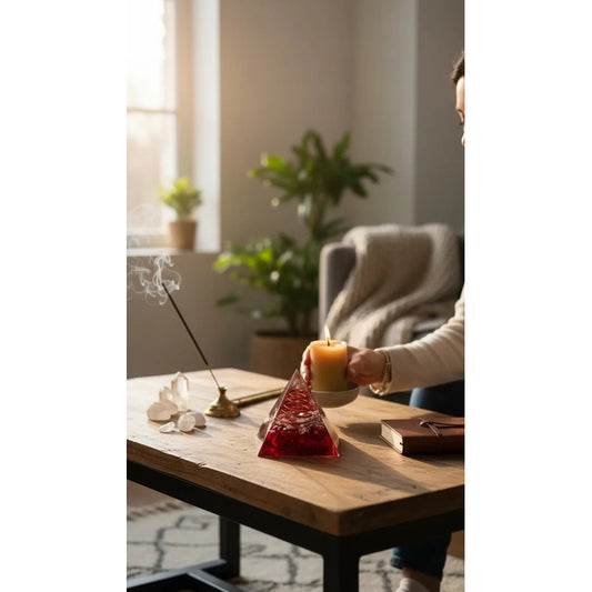 Piramide Orgonita 5 Cm De Altura Rojo