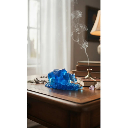 Elefante Y Rinoceronte Azul Figura De Resina 4.5 Cm De Alto Azul