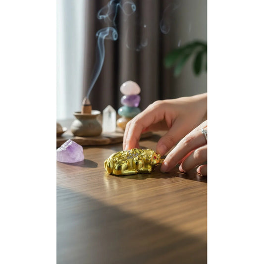 Piyao Pixiu Miniatura Feng Shui Amuleto Suerte 1cm Dorado