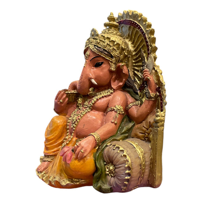 Ganesh Throne Resin Statue 14 Cm.