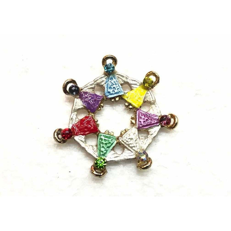 Circle of Angels Gold Plated Brooch with Crystal