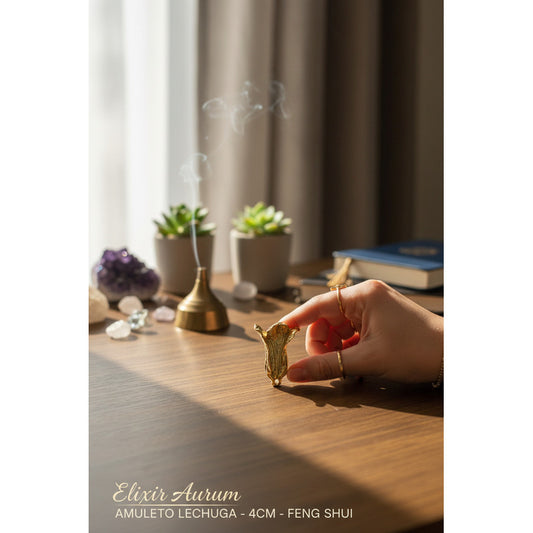 Lechuga Dorada Amuleto De Metal De 4 Cm Para El Feng Shui Dorado