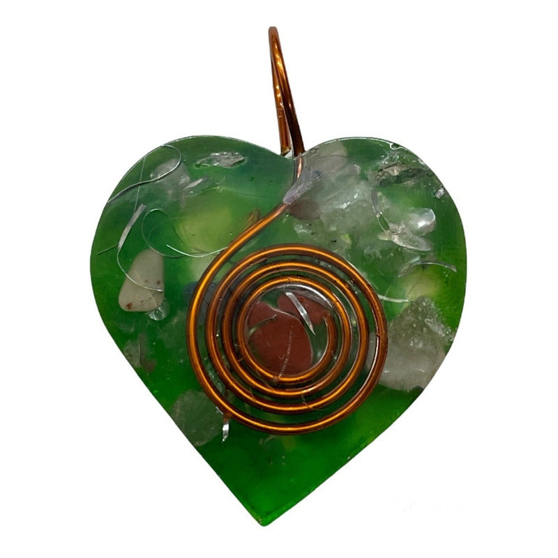 Orgonite Heart Pendant Amulet Charm Cleanses Energy