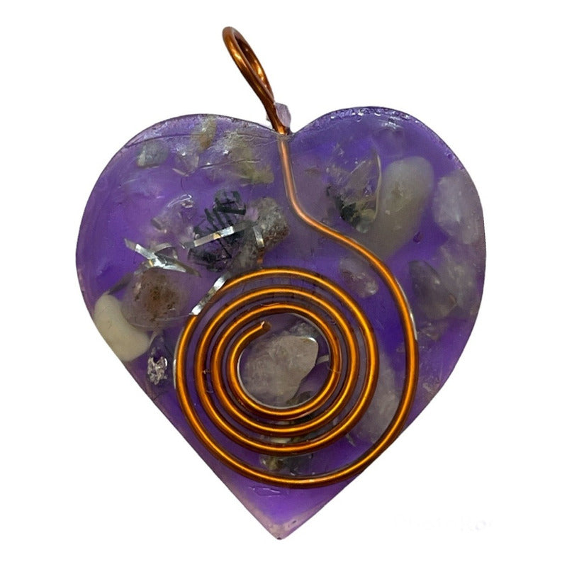 Orgonite Heart Pendant Amulet Charm Cleanses Energy