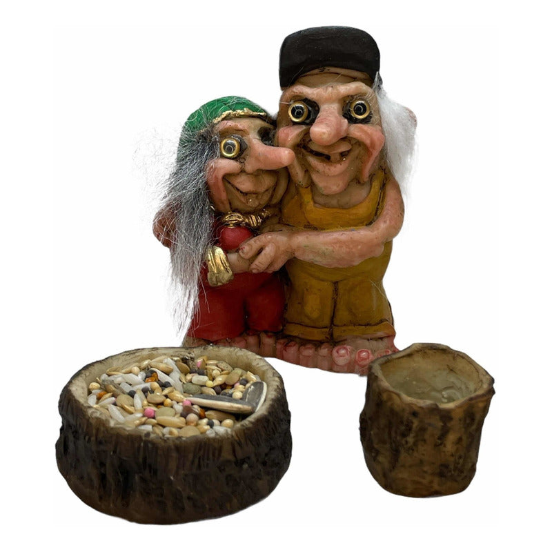 Troll Amor Eterno + Comedero 10 Cm Figura En Resina Nacional Azul Rojo Amarillo by HEREJE