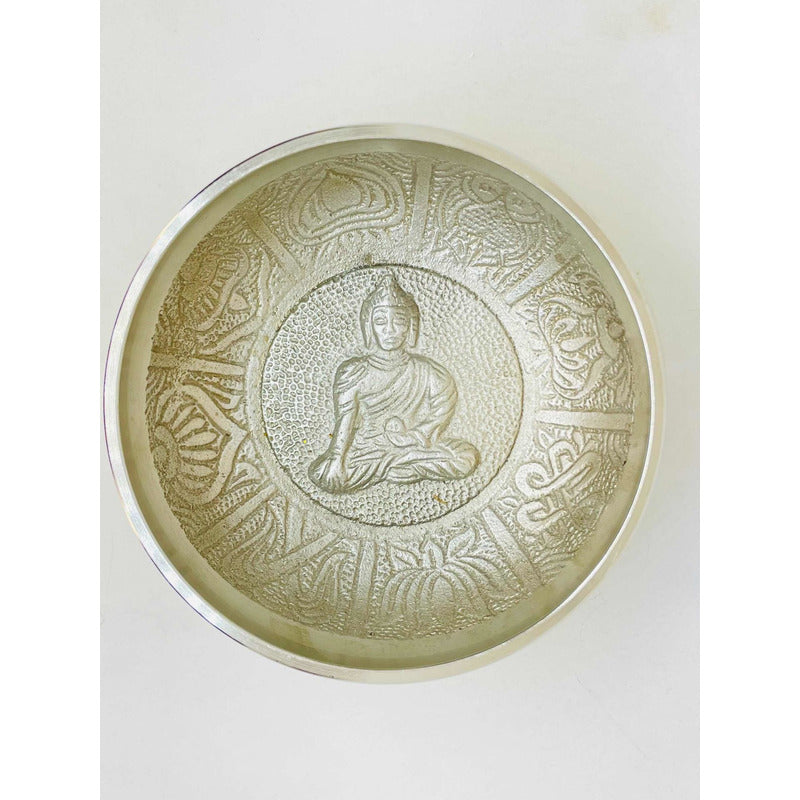Cuenco Tibetano 95 Mm 7 Metales Bañado En Niquel Brillante