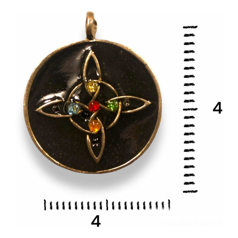 Black Witches Knot Pendant 5 Crystals 4x4x0.2