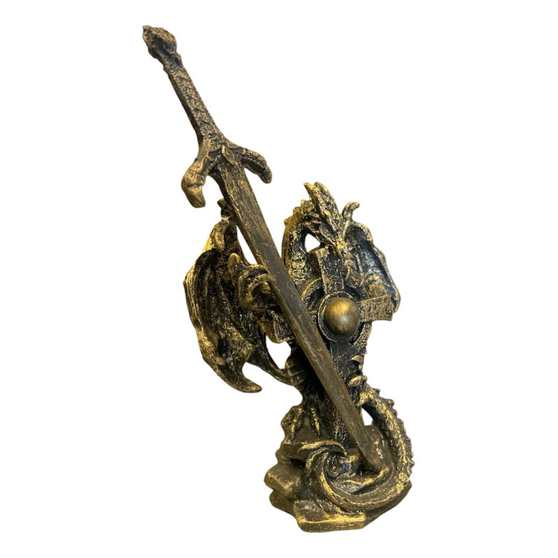 Golden Dragon Decorative Figure 12 cm Made of Mexican Resin