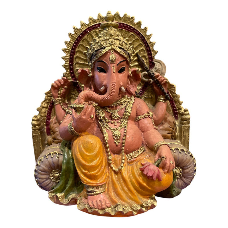 Ganesh Throne Resin Statue 14 Cm.