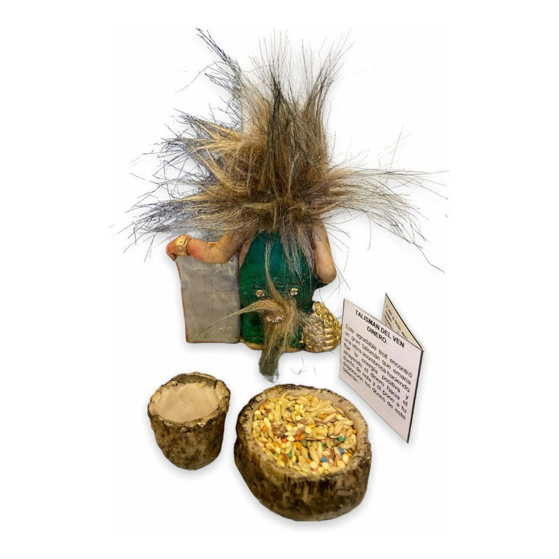 Troll Talisman Ven Dinero + Comederos + Semillas 11x9x6 Cm