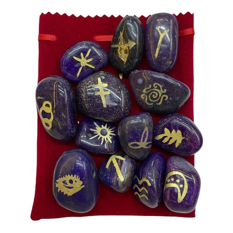 Witch Runes Gypsy Quartz Stones 13 Pieces.
