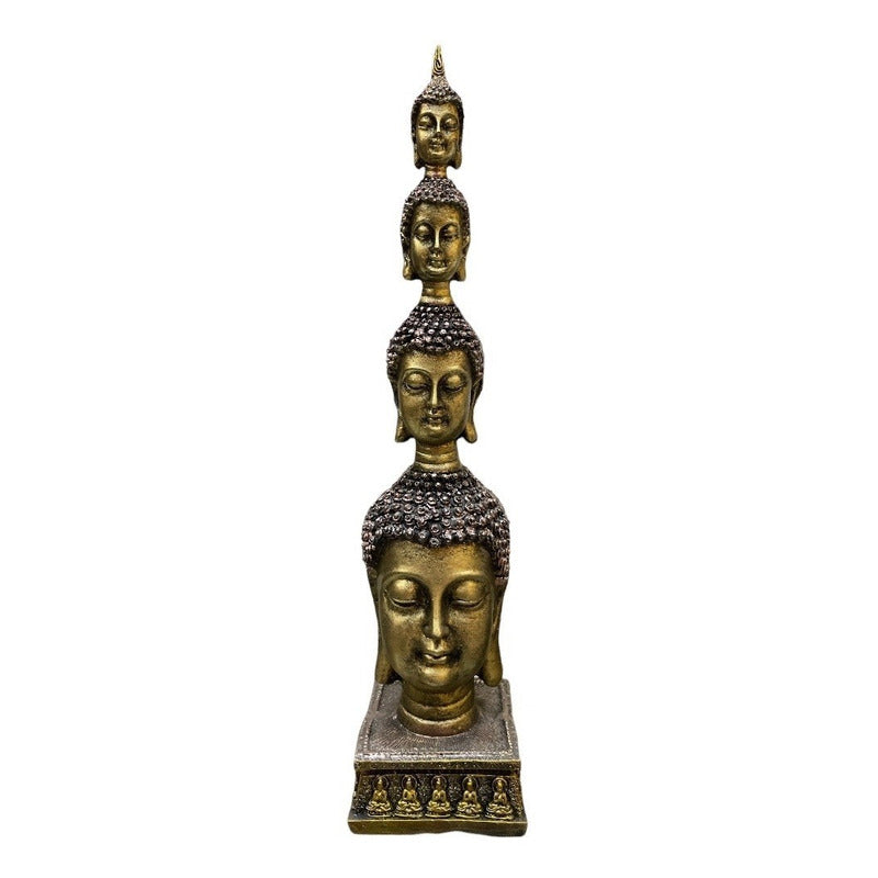 Buddha Pedestal Heads Resin Figure 26 Cm High