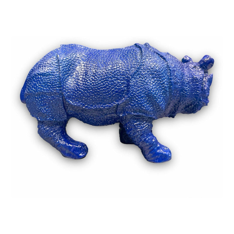 Blue Elephant and Rhinoceros Feng Shui Figure 8.6cm and 7.5cm