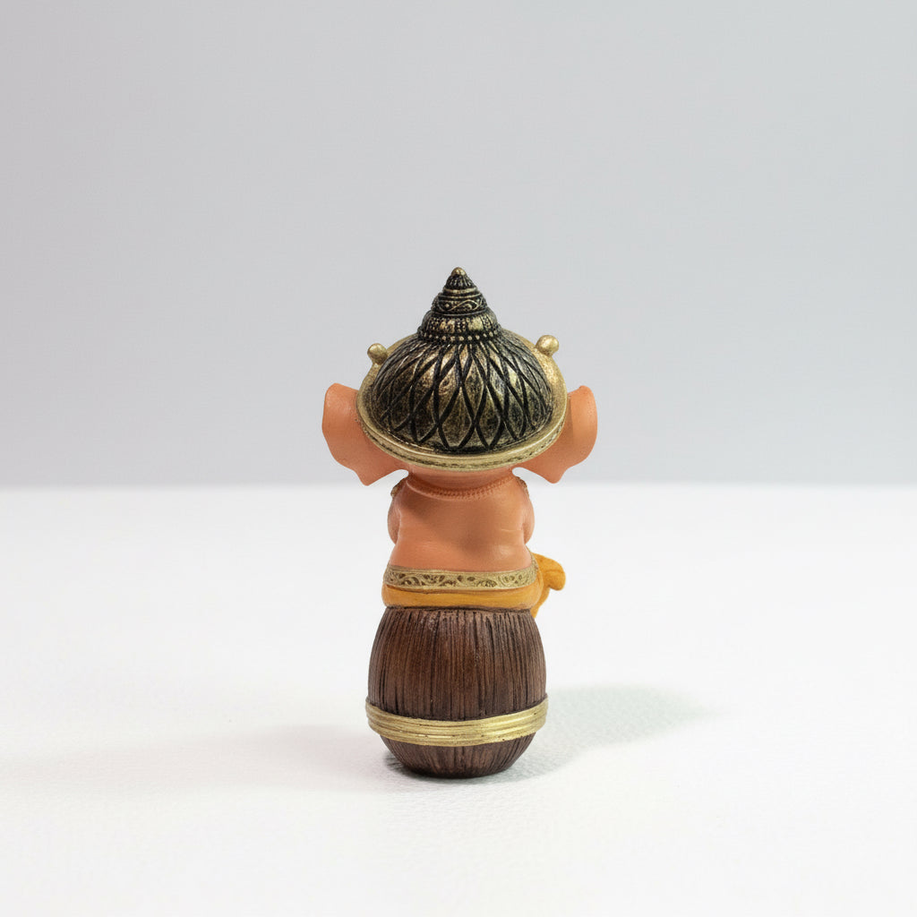 Ganesh Baby in Barrel 14.5cm National Resin
