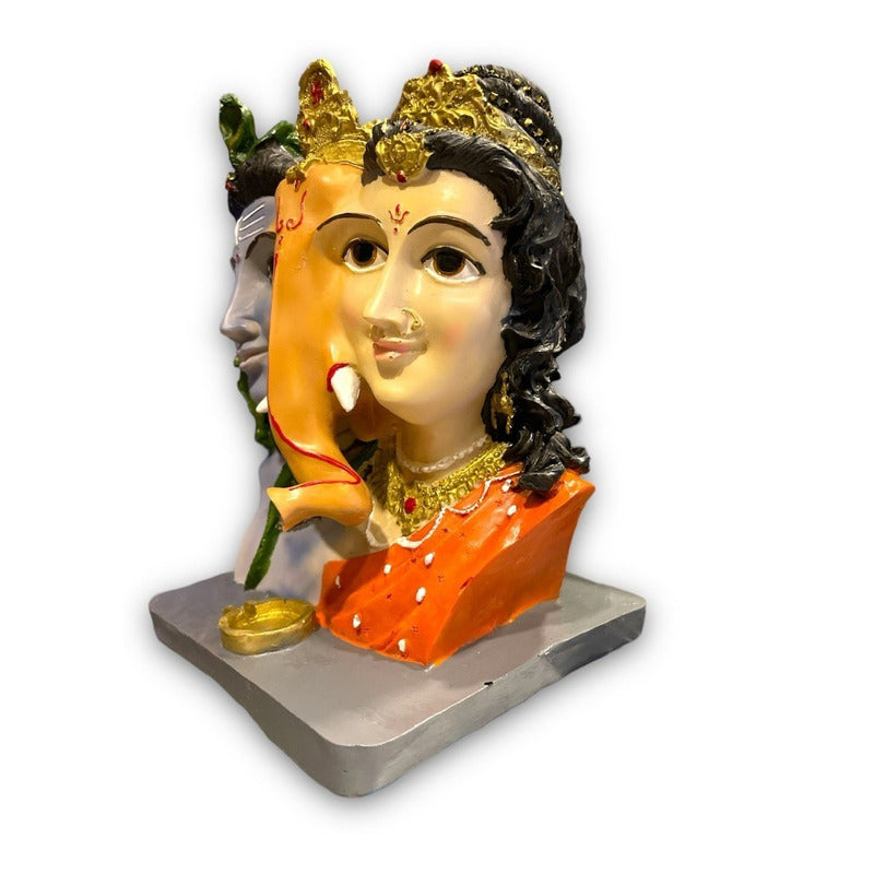 Ganesh Shiva Parvati Familia Sagrada Figura De Resina 21.5cm
