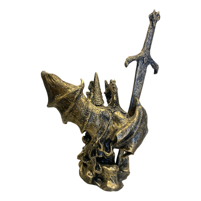 Golden Dragon Decorative Figure 12 cm Made of Mexican Resin