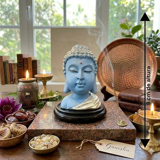 Buda Quemador De Incienso Escultura De Resina 9x6x6cm Azul Buda