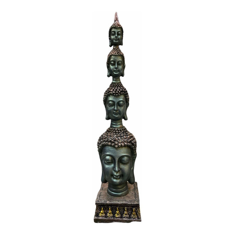 Buddha Pedestal Heads Resin Figure 26 Cm High
