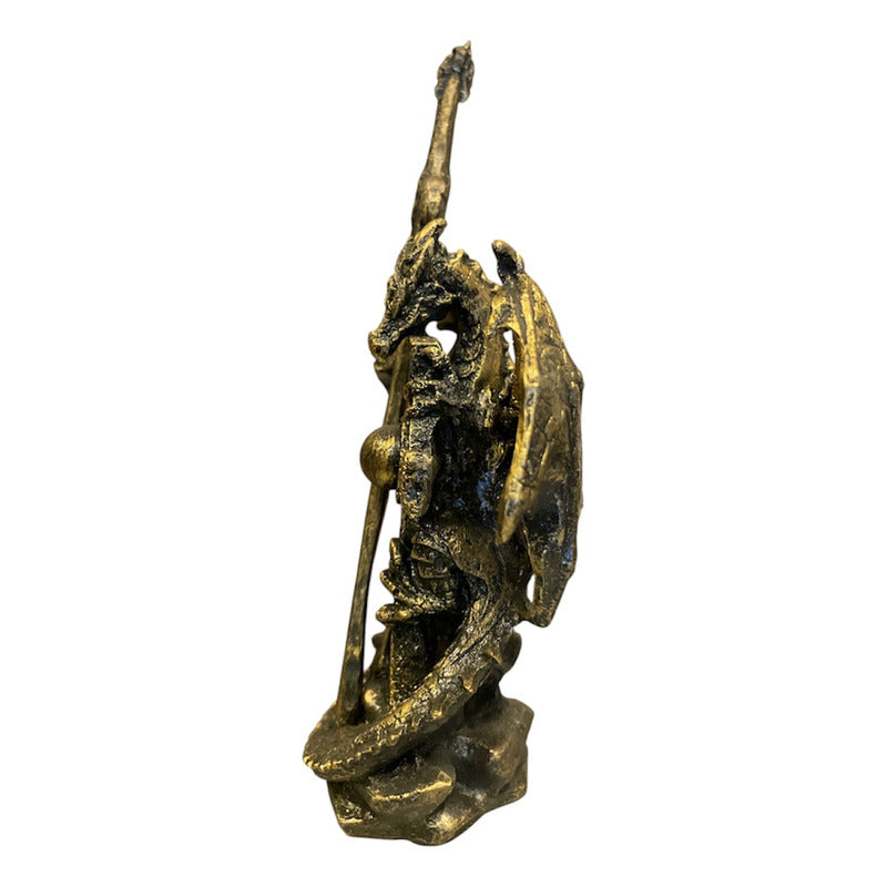 Golden Dragon Decorative Figure 12 cm Made of Mexican Resin