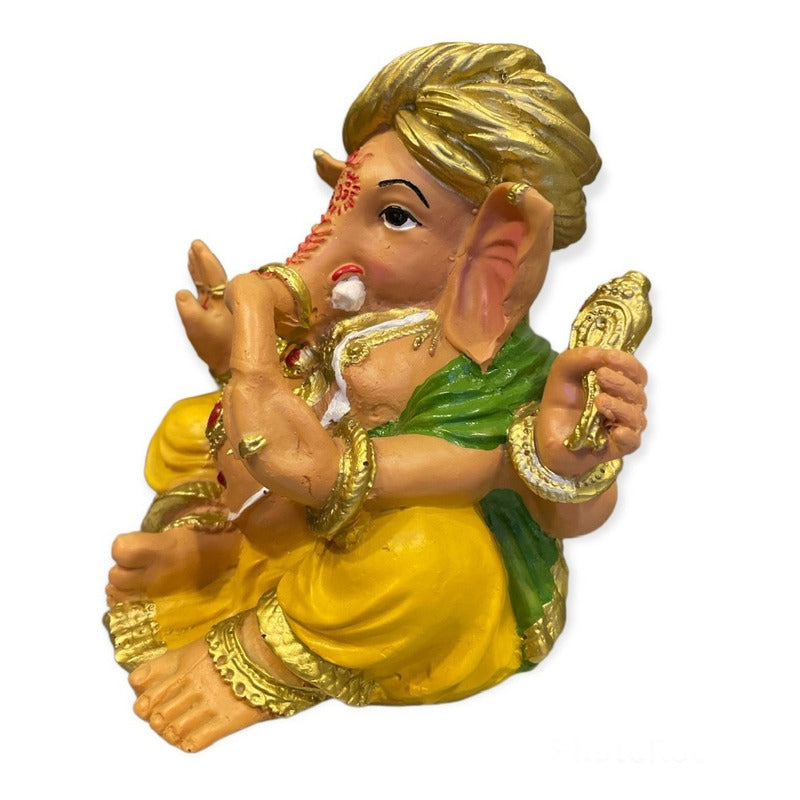 Ganesh Turban Resin Sculpture Handmade 15.5x17x13cm