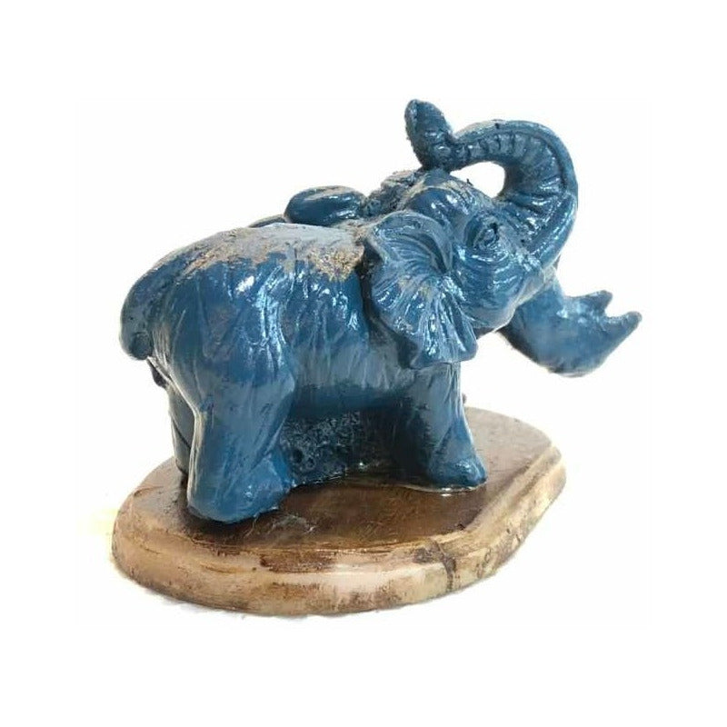 Elephant and Rhinoceros Blue National Resin 6 Cm