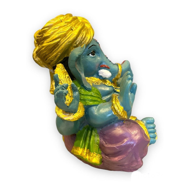 Ganesh Turban Resin Sculpture Handmade 15.5x17x13cm