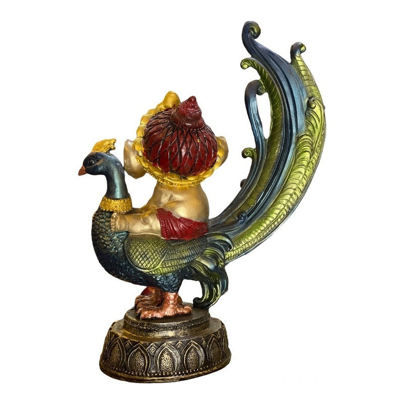Ganesh Peacock Resin Figure Prosperity 24cm 3 Colors