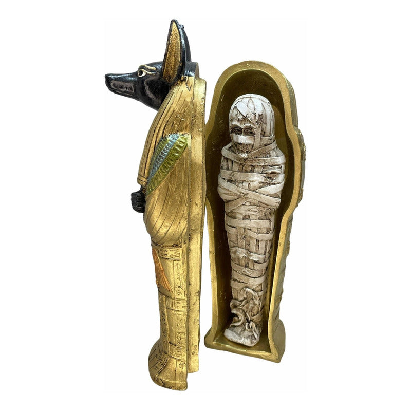 Ägyptischer Anubis-Sarkophag aus mexikanischem Harz, handbemalt