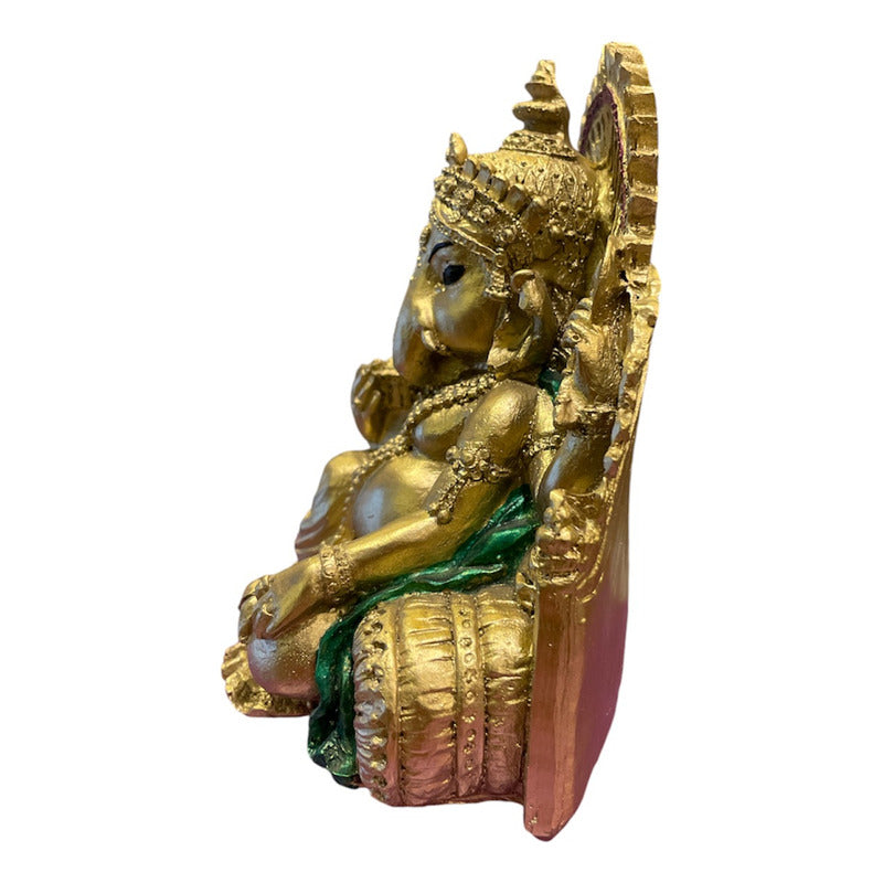 Ganesh Throne Resin Statue 14 Cm.