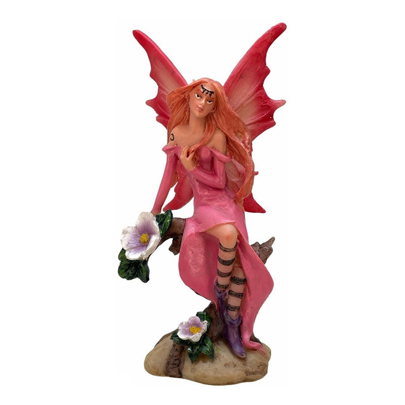 Fairy Sitting on a Log 13 Cm Mexican Resin