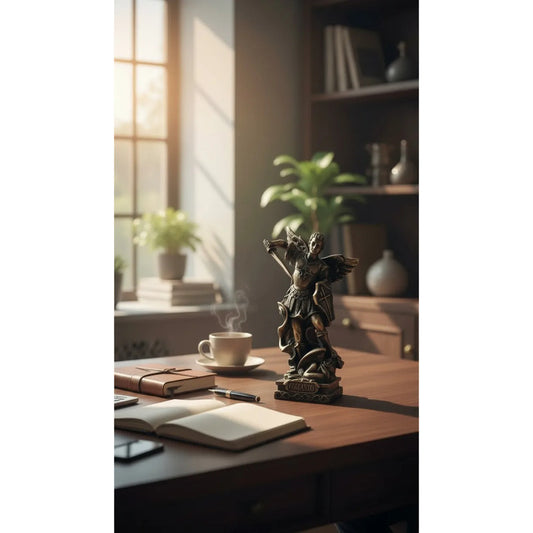 Arcángel Estatua De Resina De 12.5 Cm De Altura Oro Viejo Miguel