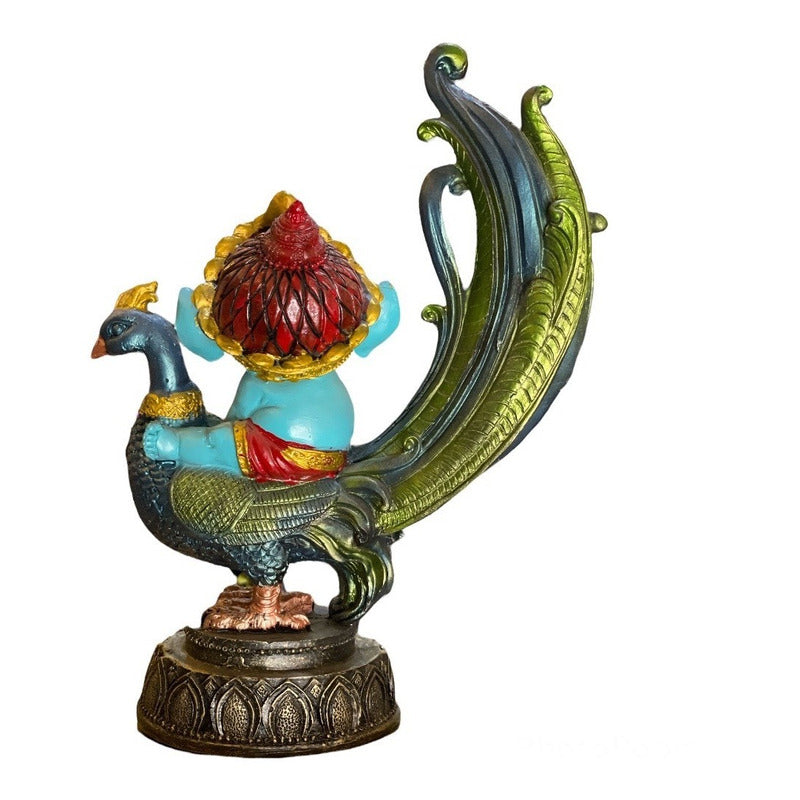Ganesh Peacock Resin Figure Prosperity 24cm 3 Colors