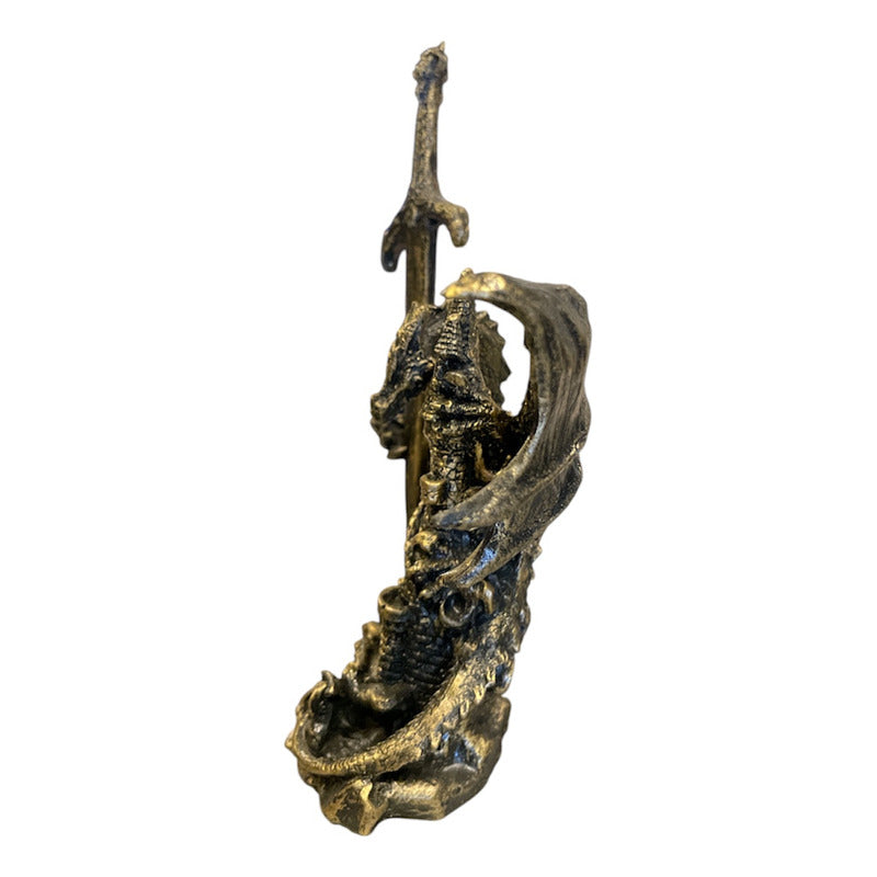 Golden Dragon Decorative Figure 12 cm Made of Mexican Resin