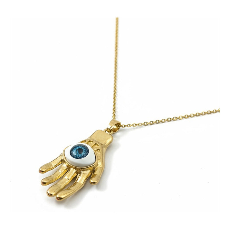 Mano Con Ojo Dije Con Cadena En Metal Dorado Dorado