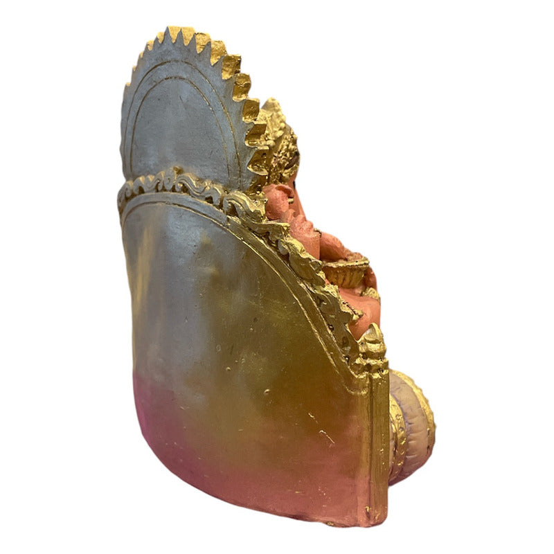 Ganesh Throne Resin Statue 14 Cm.