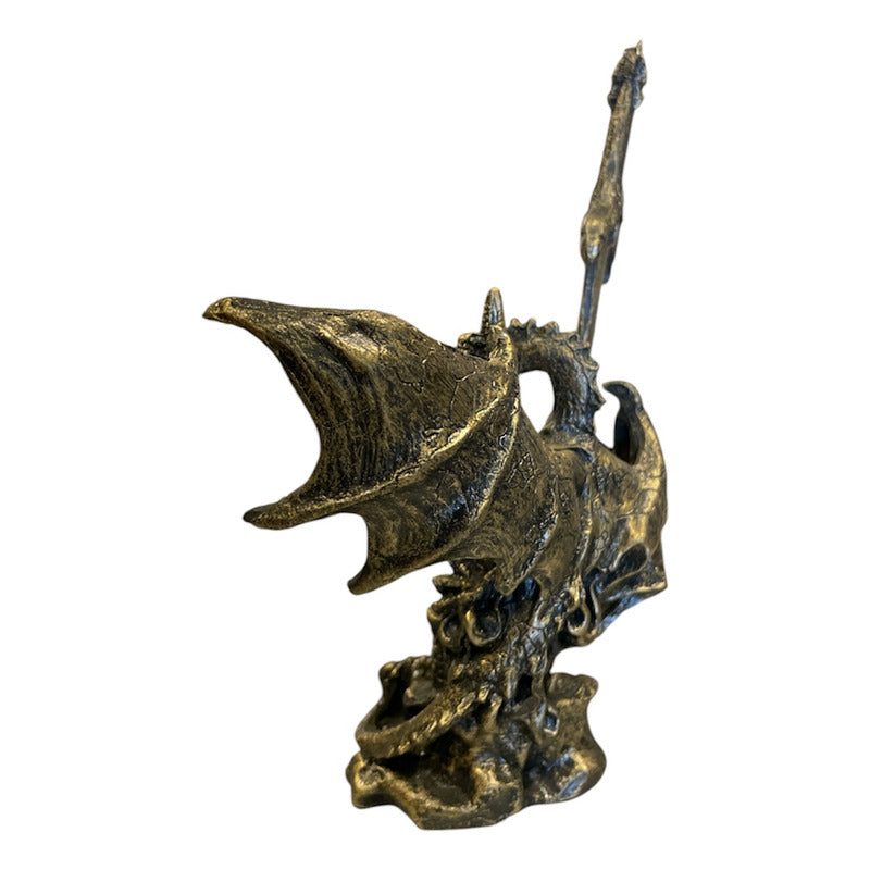 Golden Dragon Decorative Figure 12 cm Made of Mexican Resin