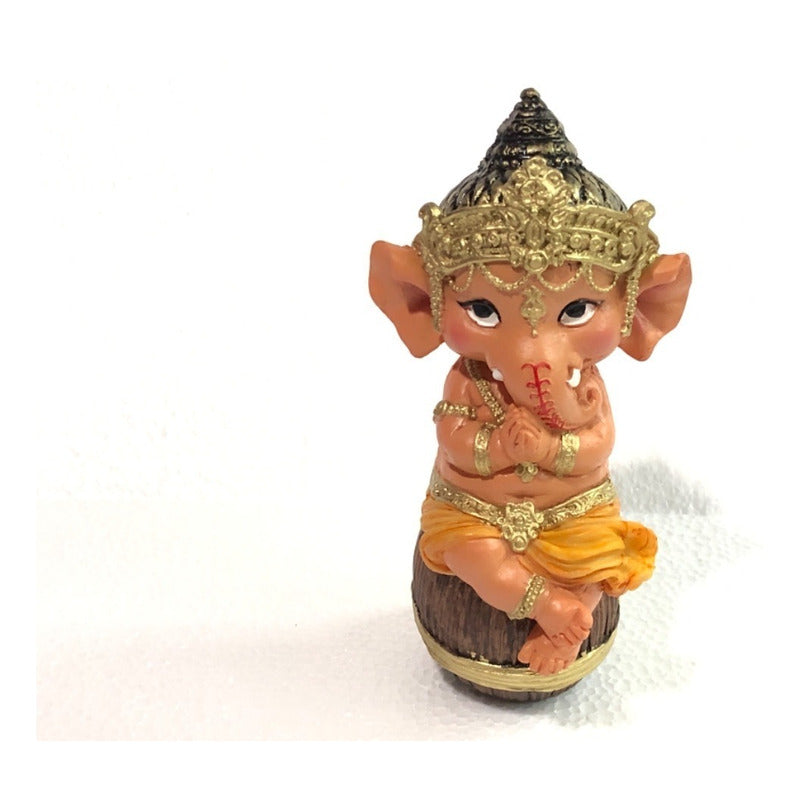 Ganesh-Baby im Fass, 14,5 cm, Nationalharz