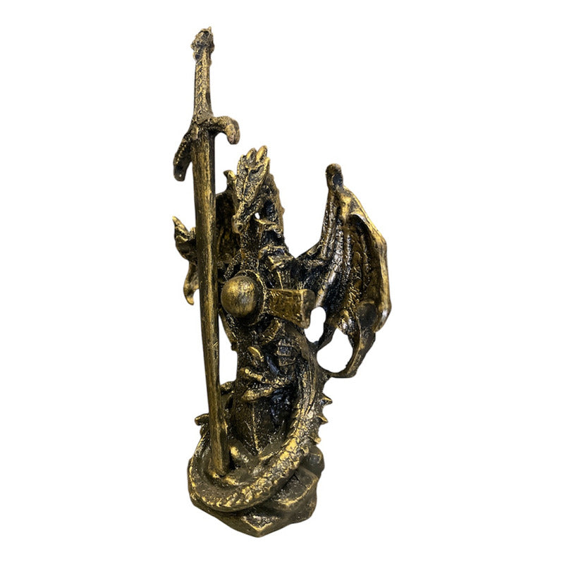 Golden Dragon Decorative Figure 12 cm Made of Mexican Resin