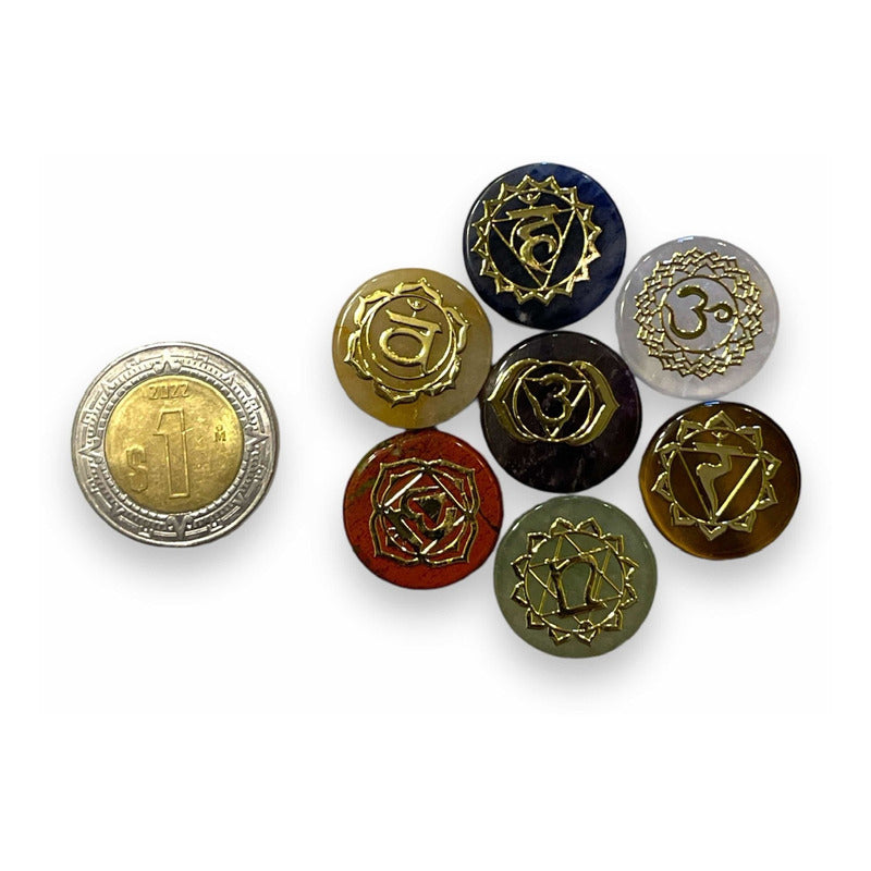 7 Chakras Quartz Engraved in Gold Foil