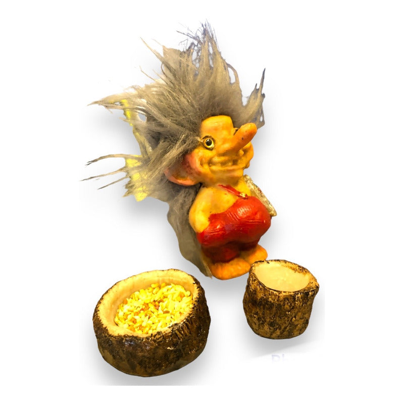 Troll-Talisman + Futterspender + Samen + Karte, 9 cm hoch