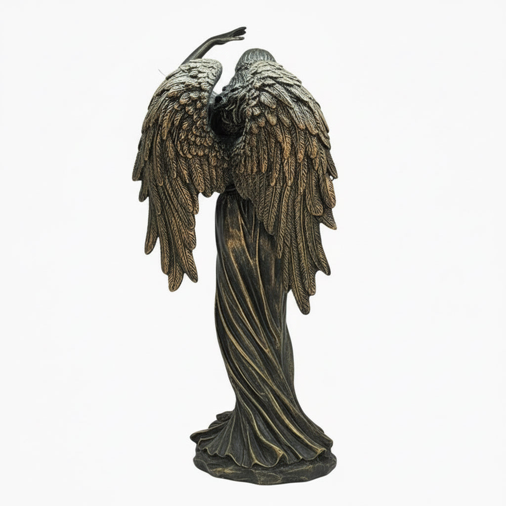 Abundia Angel De La Abundancia 28 Cm Pintado Tipo Bronce