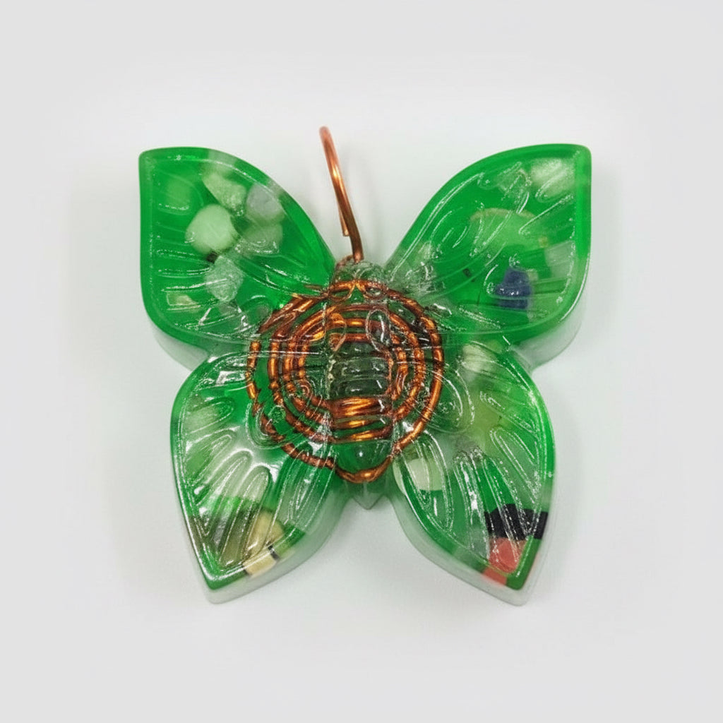 Orgonite Butterfly Pendant Amulet Cleans Energy