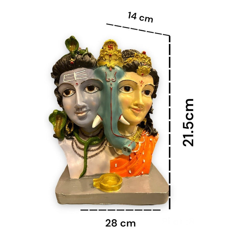 Ganesh Shiva Parvati Familia Sagrada Figura De Resina 21.5cm