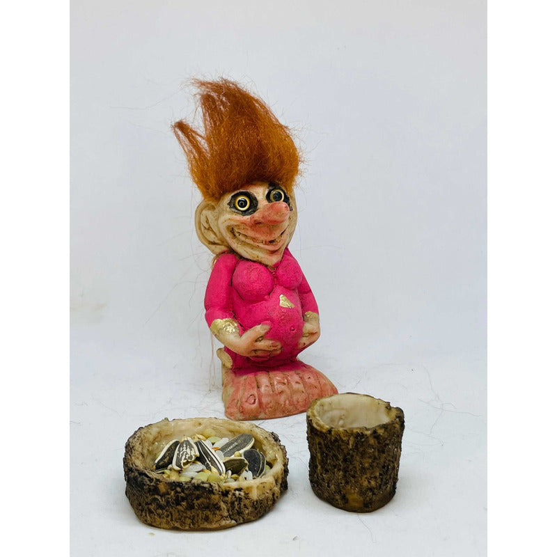 Troll Fertilidad + Comedero 9 Cm Figura De Resina Nacional.